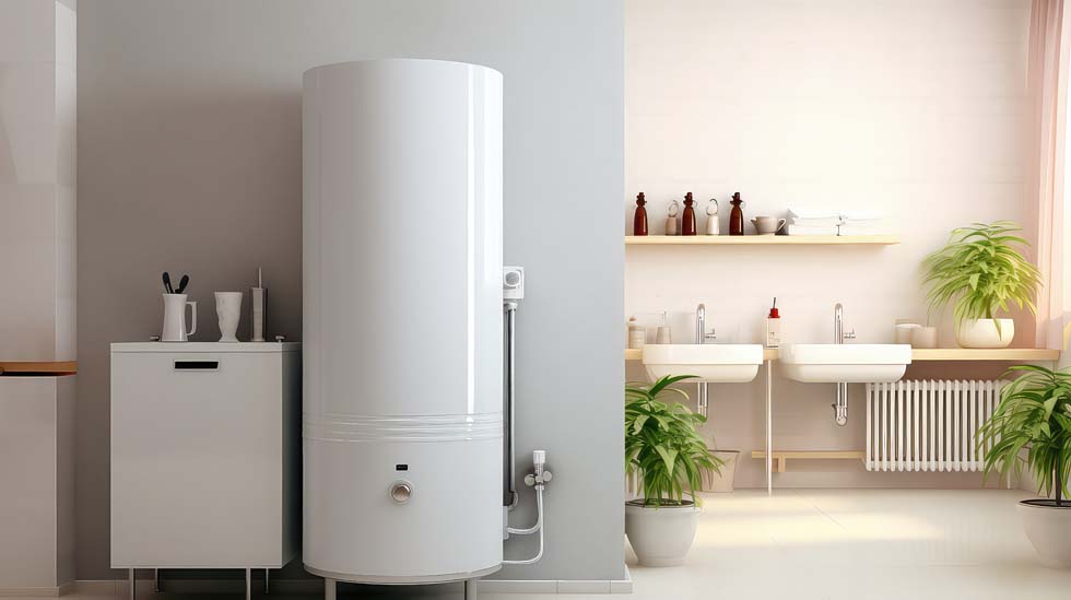 Intérieur de la pièce avec chauffe-eau moderne. Eau de salle de bains
